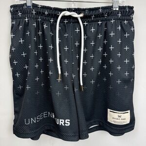 Ryoko Rain Unseen Hours Shorts 2XL Black White Cross Mesh Streetwear NWOT